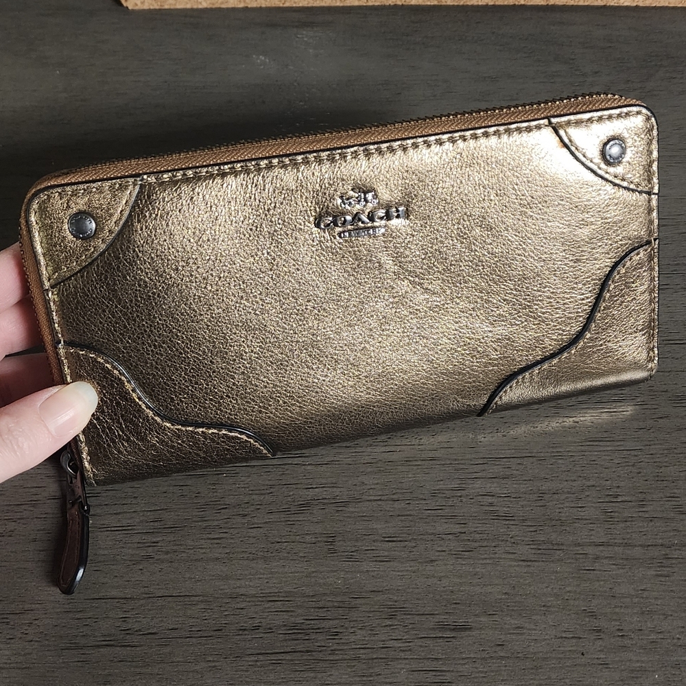Coach Mickey Wallet Metallic Bronze